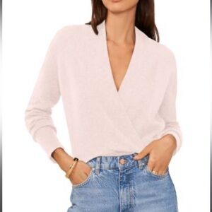 1.State Pink Cross Front Long Sleeve Sweater